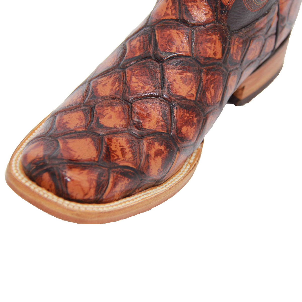 Leather Pirarucu Fish Print Western Boots D993