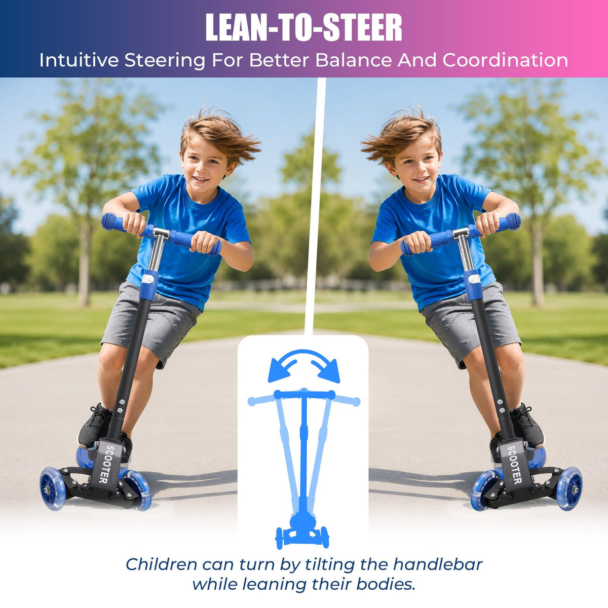 3 Wheel Kids Scooter with LED Light-Up J7569