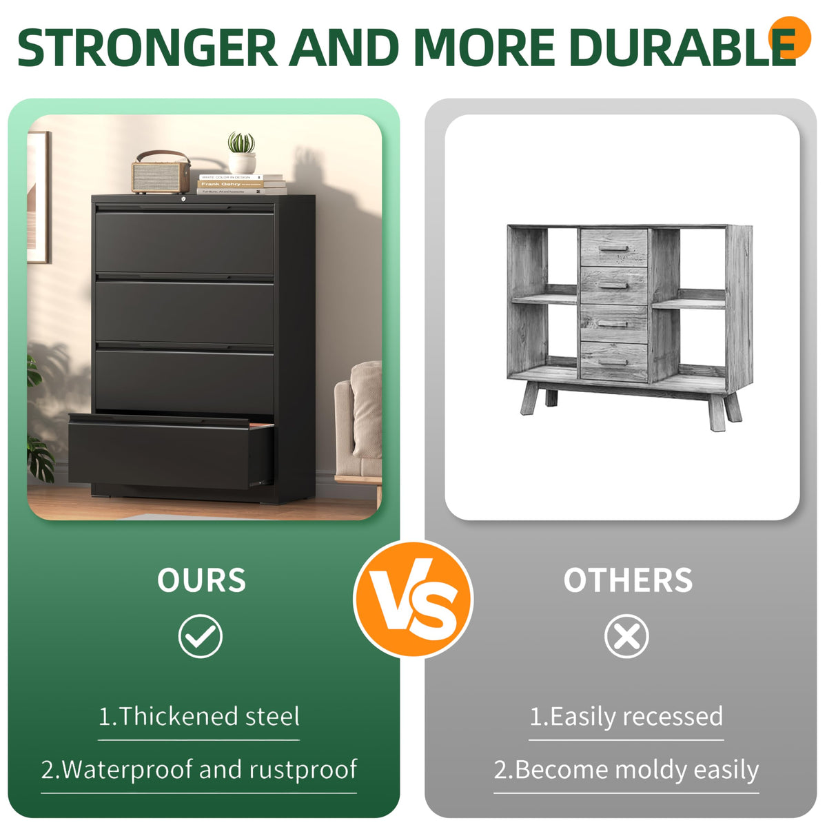 4 Drawer Metal File Cabinet with Lock W771846
