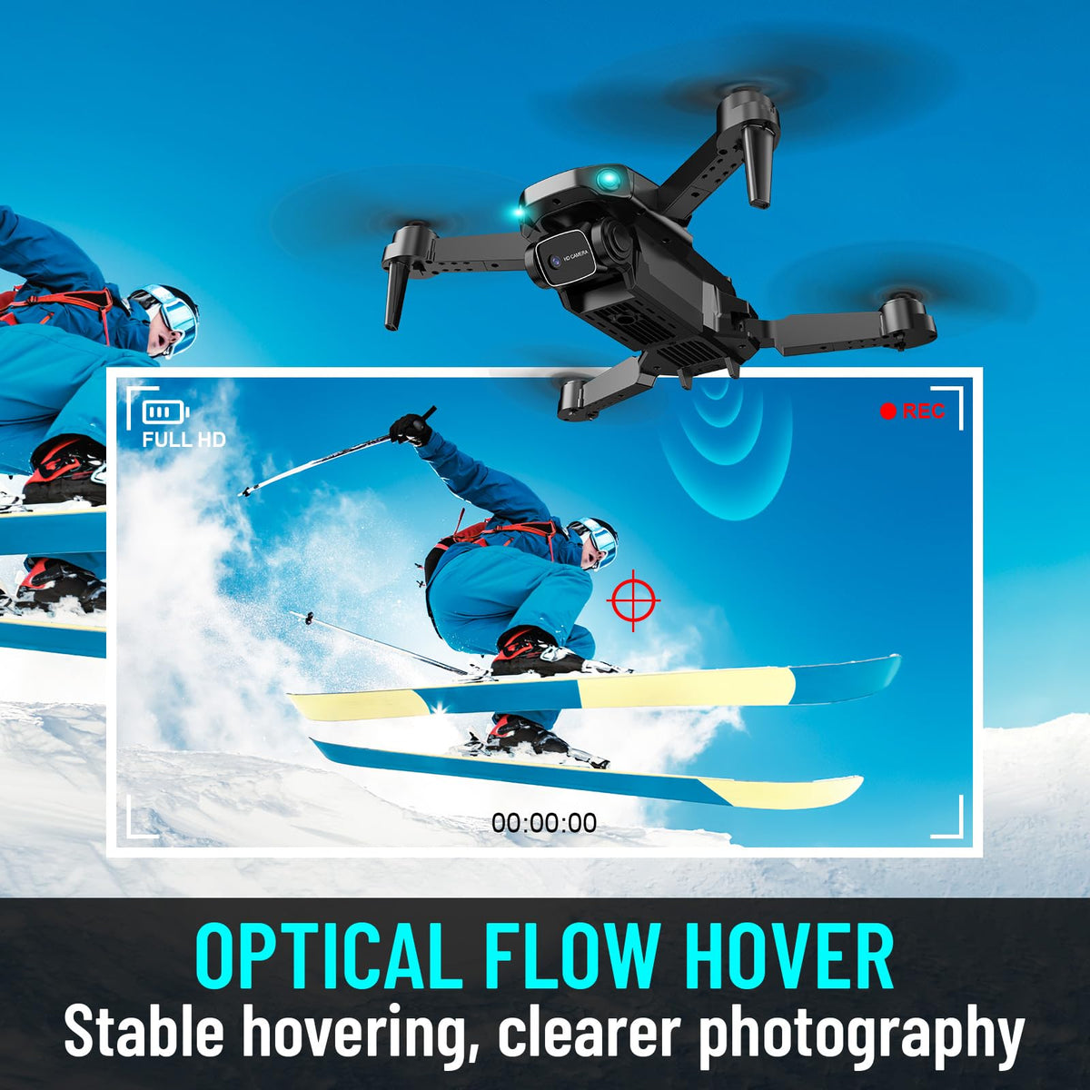 1080P HD Foldable Mini RC Drone with Camera, 2 Batteries Q8428