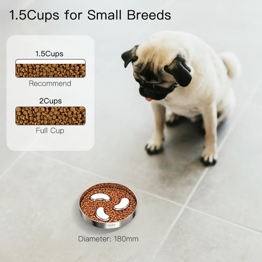 Slow Feeder Dog Bowl 1.5-Cup Stainless Steel I467627
