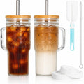 24 oz Glass Tumbler with Bamboo Lid and Handle M27792