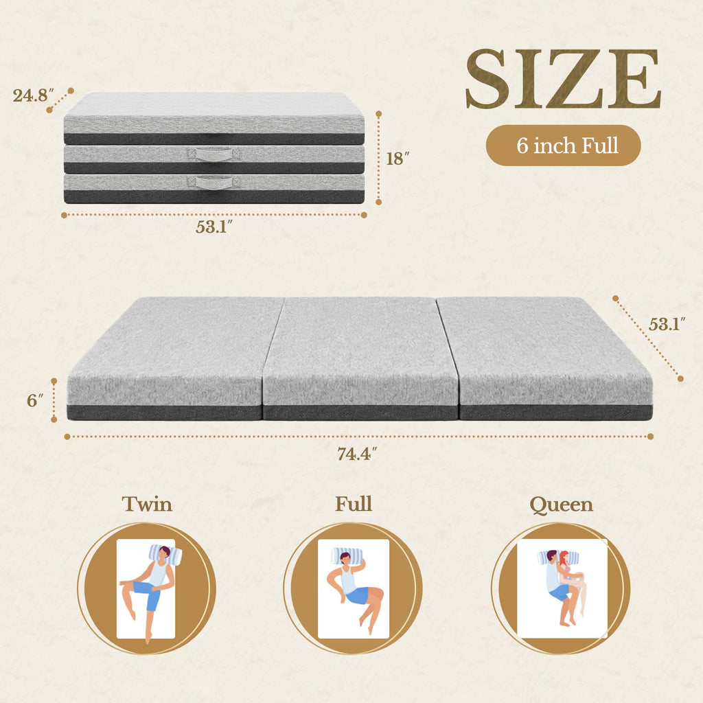 6 Inch Tri-Fold Memory Foam Mattress Q299