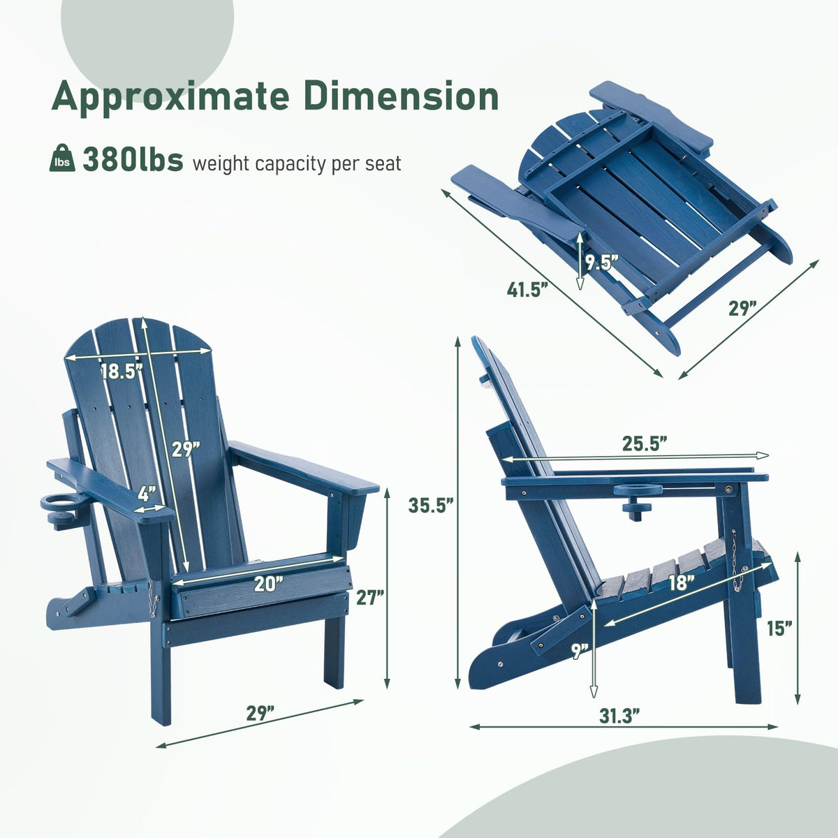 Folding Adirondack Chair with Cup Holders G34648