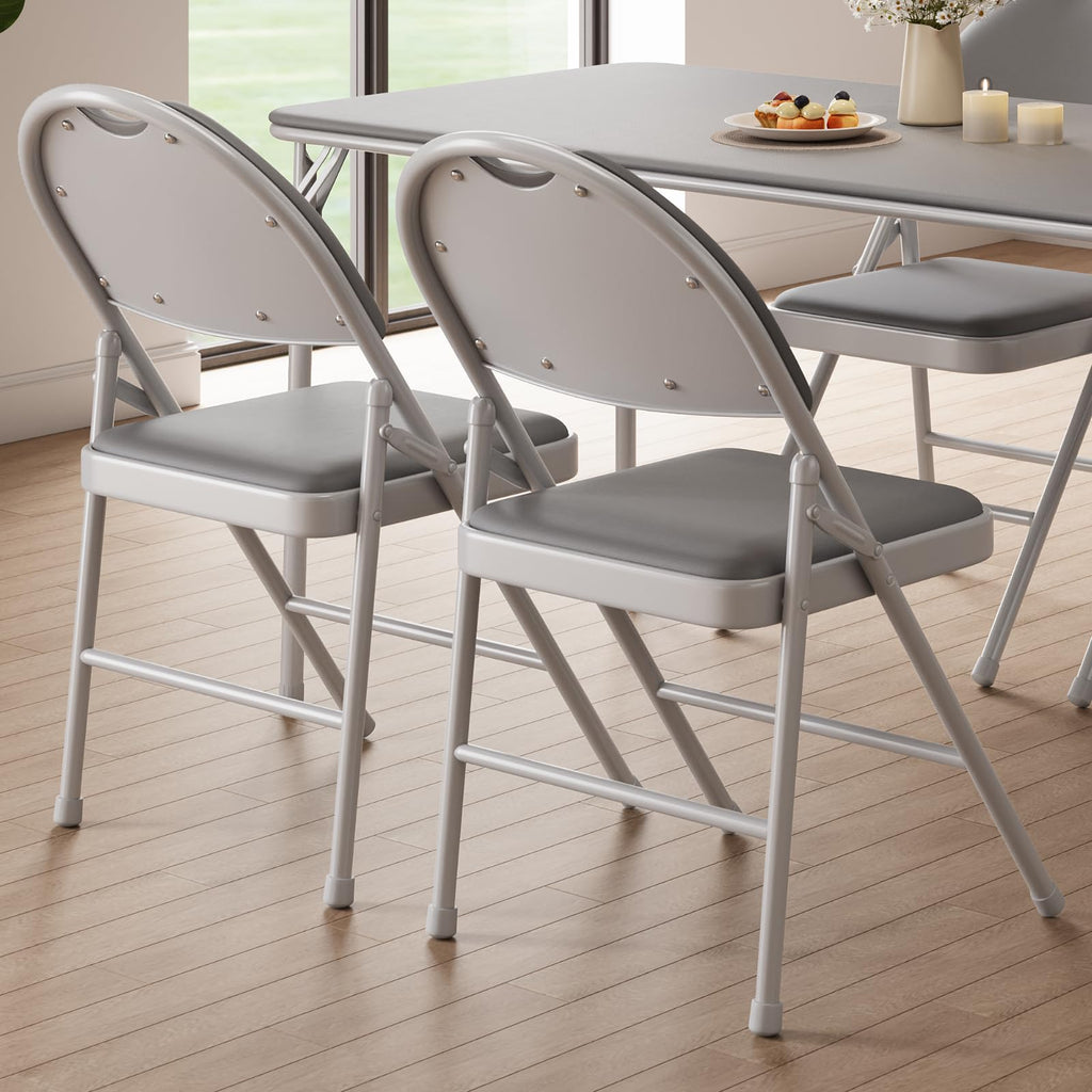4-Pack Padded Folding Chairs Grey T3296