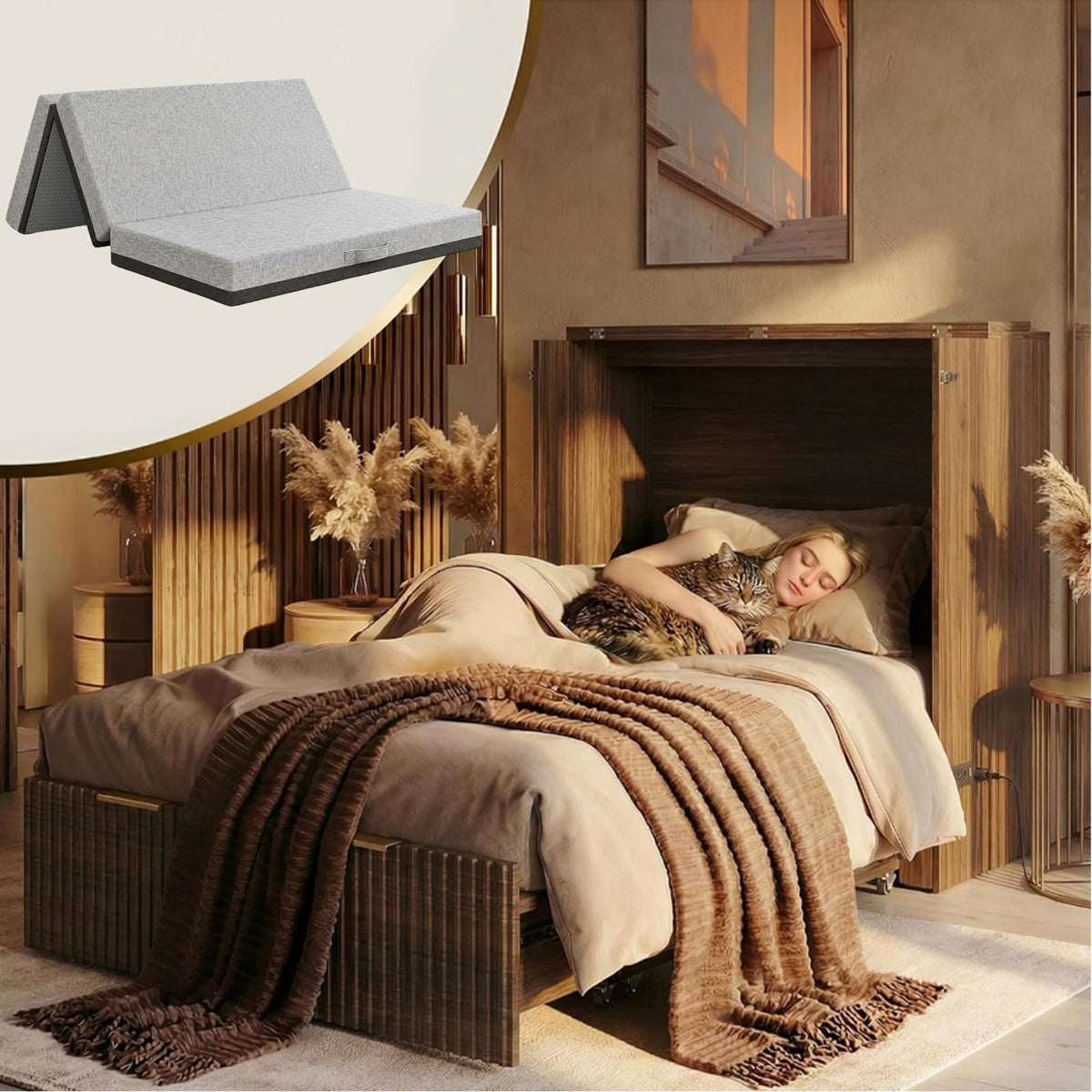 6 Inch Tri-Fold Memory Foam Mattress Q299