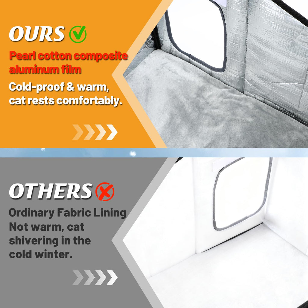 Weatherproof Outdoor Heated Cat House with Thermostatic Heating Pad Z843