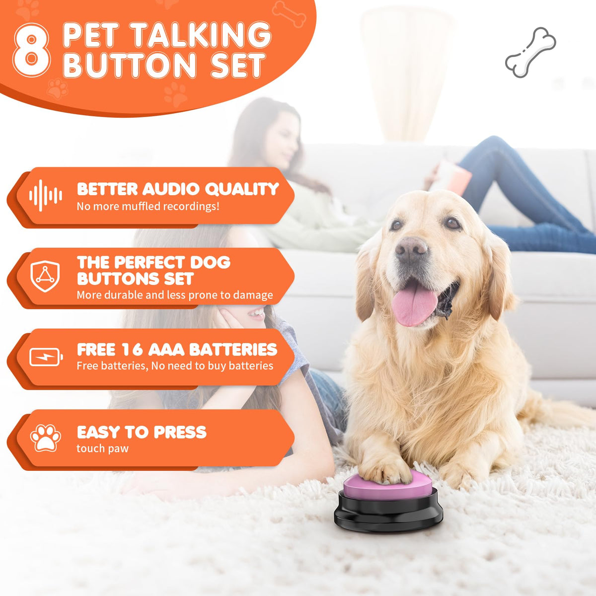 8 Recordable Sound Buttons Dog Training Toy H66616