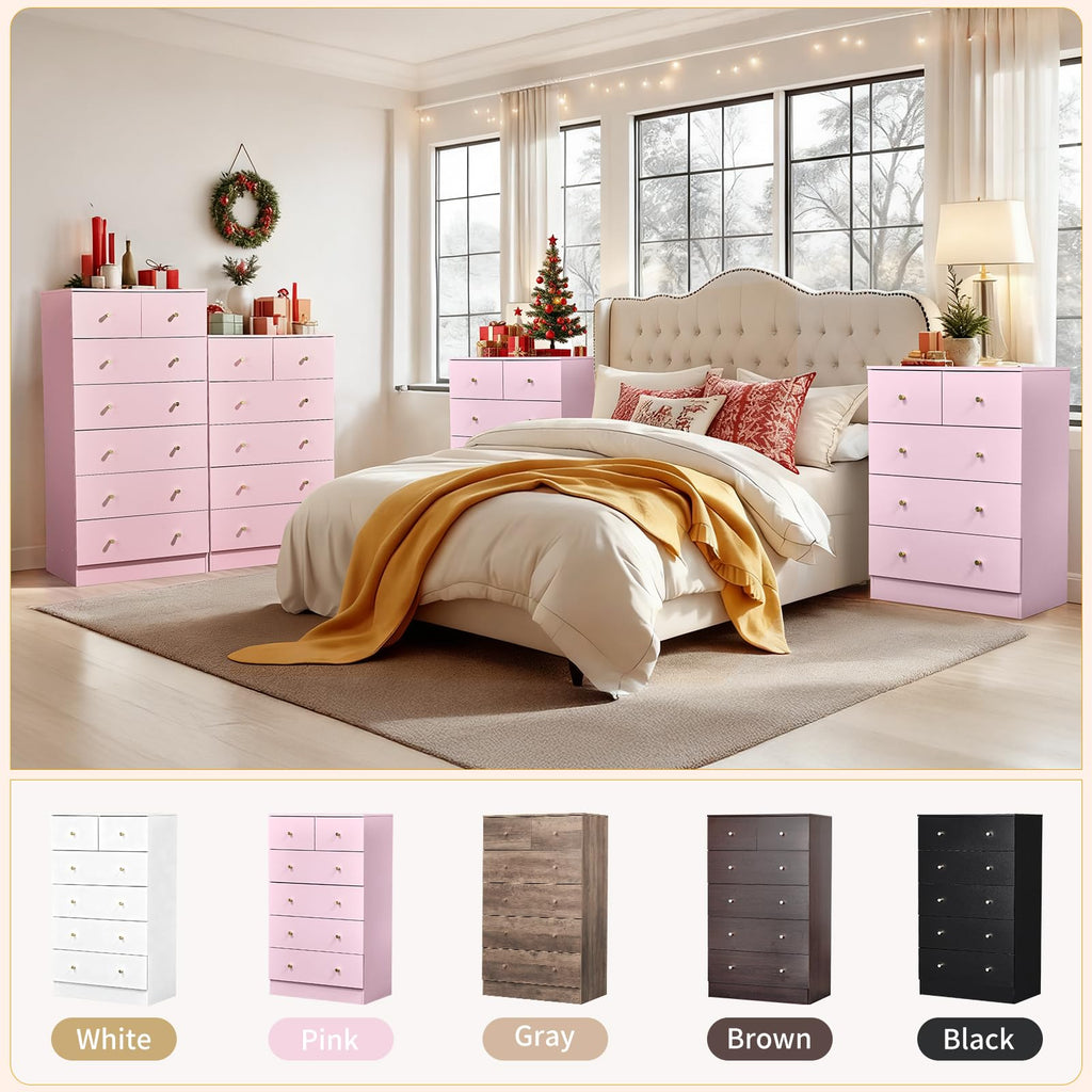 Pink 6 Drawer Dresser E6892