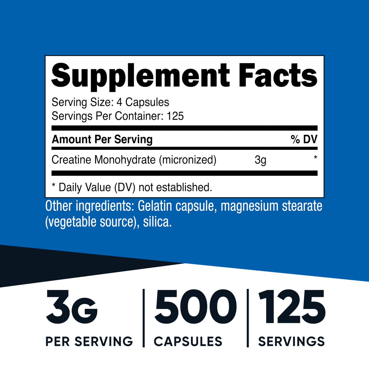 Micronized Creatine Monohydrate 3,000mg 500 Capsules I15112