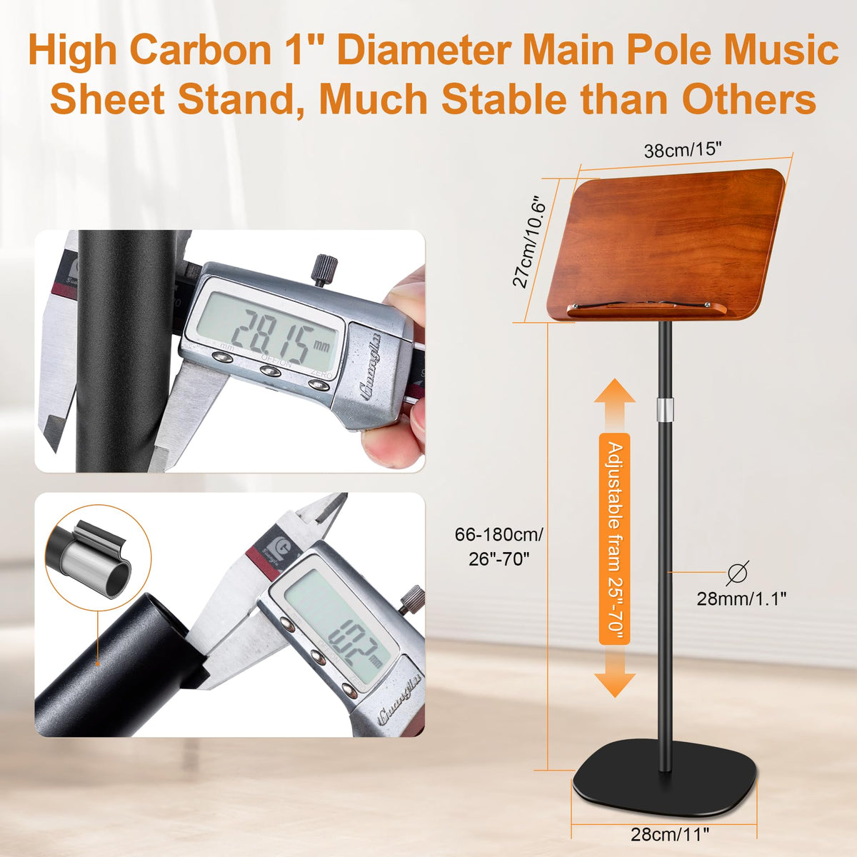 Height Adjustable Solid Wooden Music Stand B175