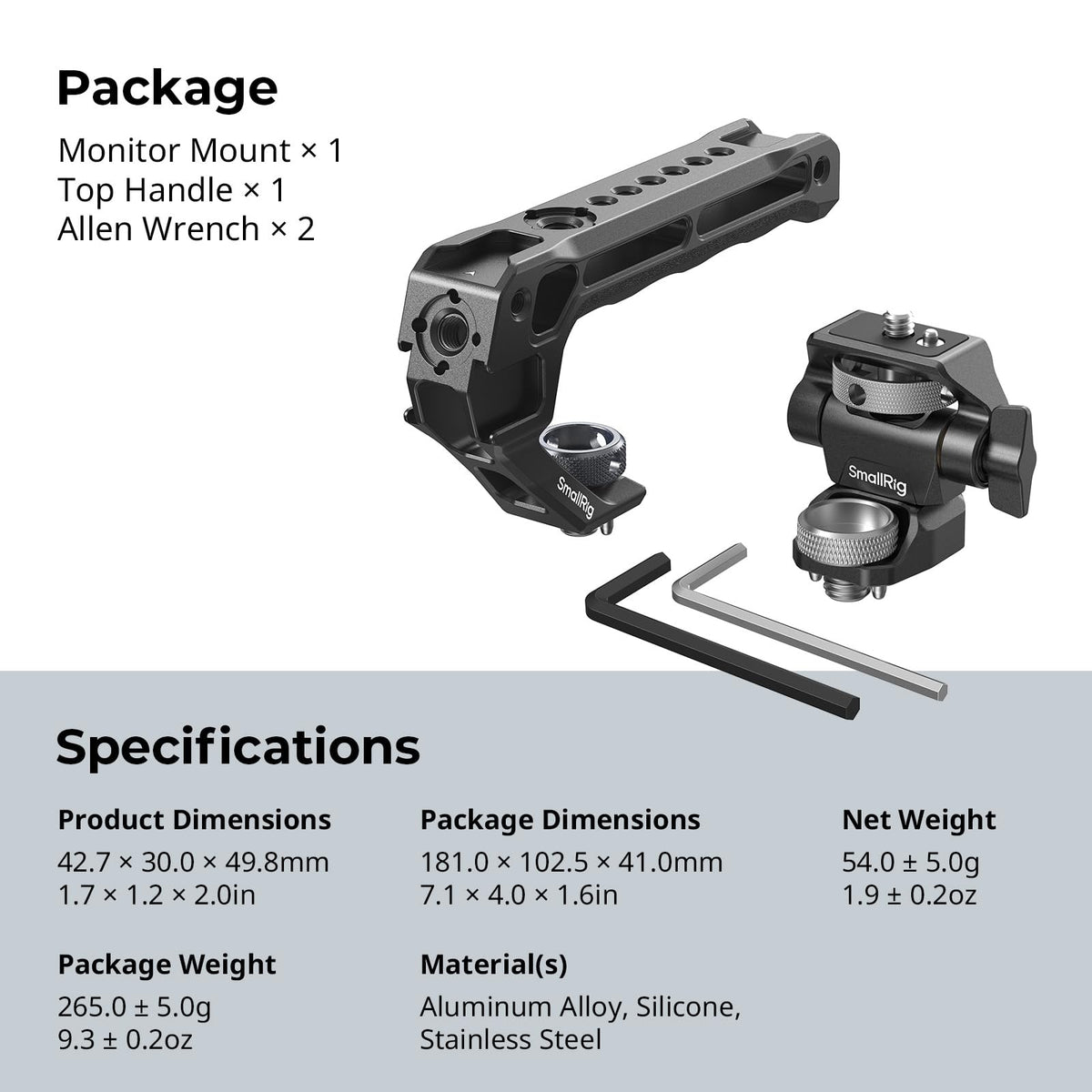 Top Handle & Monitor Mount with 3/8"-16 Locating Holes V613298