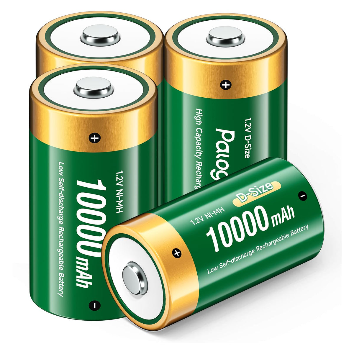 4 Pack 1.2V D Size Rechargeable Batteries M29639