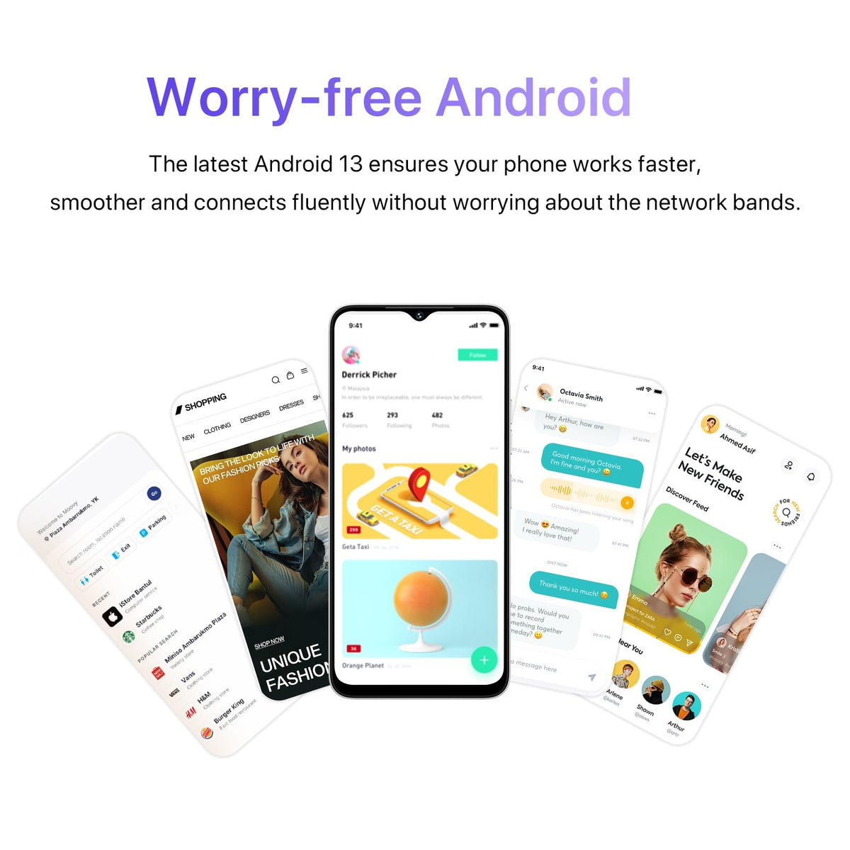Unlocked Cell Phone Android Smartphone 6.52" Full Screen 5000mAh Black L473