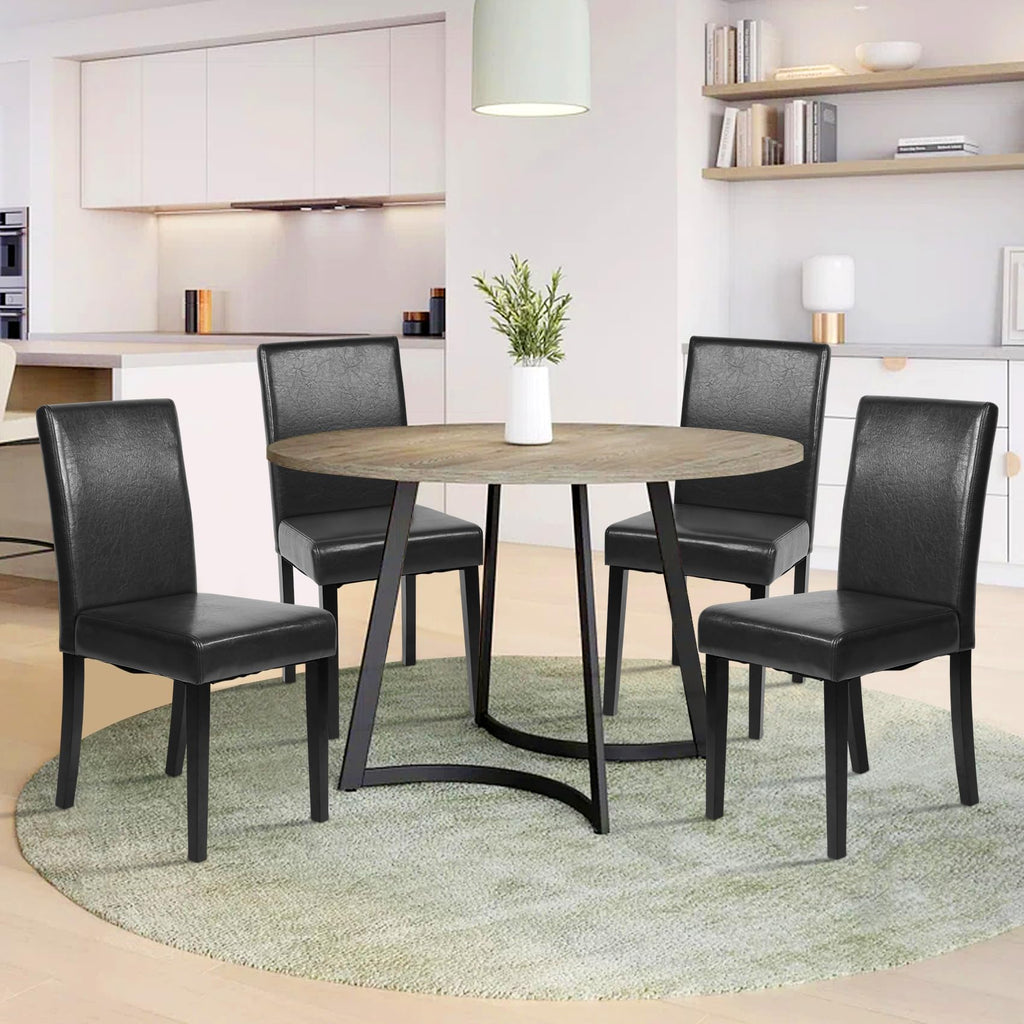 Black Faux Leather Upholstered Dining Chairs Set of 4 A90248
