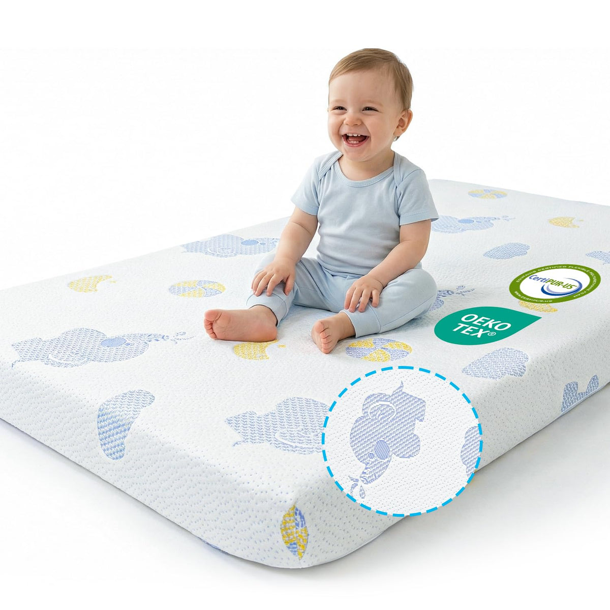 Pack and Play Mattress, 38"x26" Dual Sided Memory Foam J9967