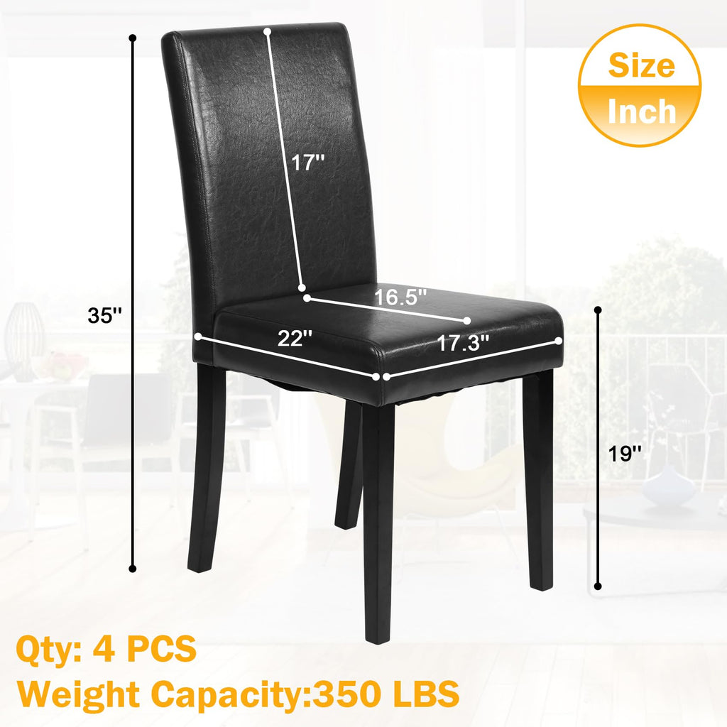 Black Faux Leather Upholstered Dining Chairs Set of 4 A90248