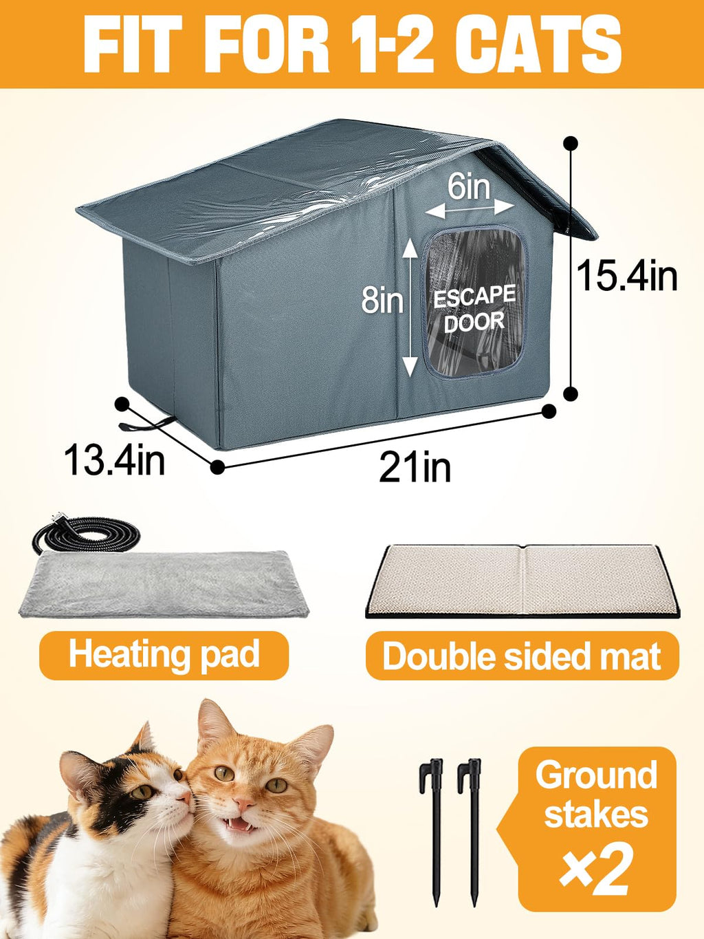 Weatherproof Outdoor Heated Cat House with Thermostatic Heating Pad Z843