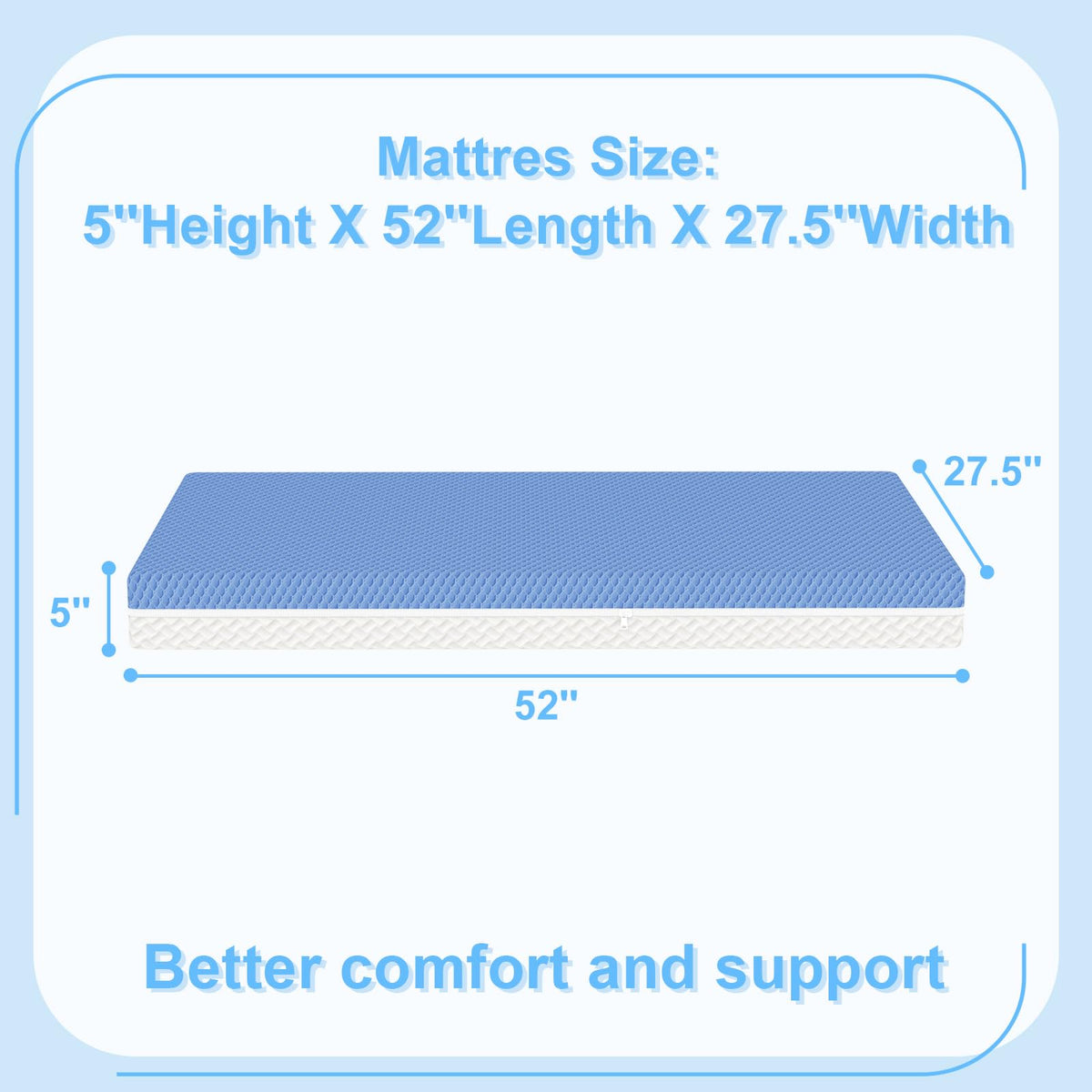 5"x 27.5"x52" 2-Stage Dual-Sided Mattress with Waterproof Removable Cover R162