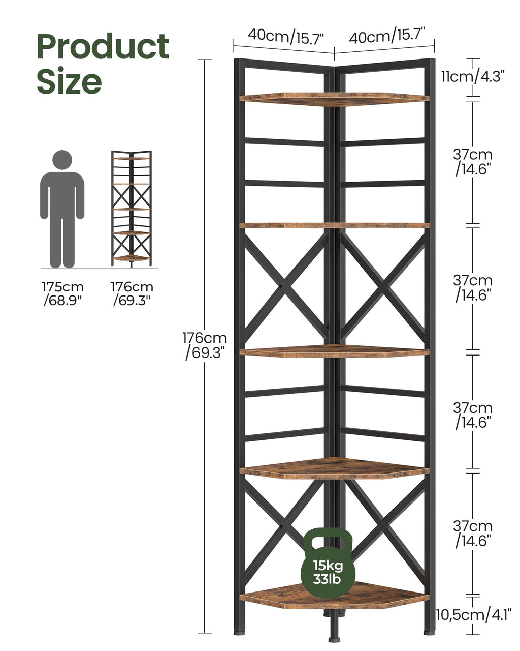 69.3" 5-Tier Corner Bookshelf P8483