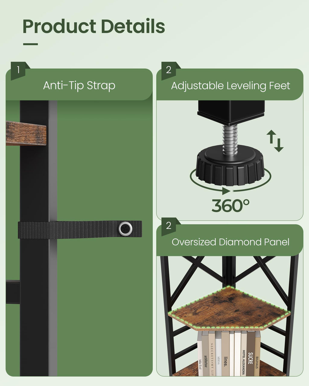 69.3" 5-Tier Corner Bookshelf P8483