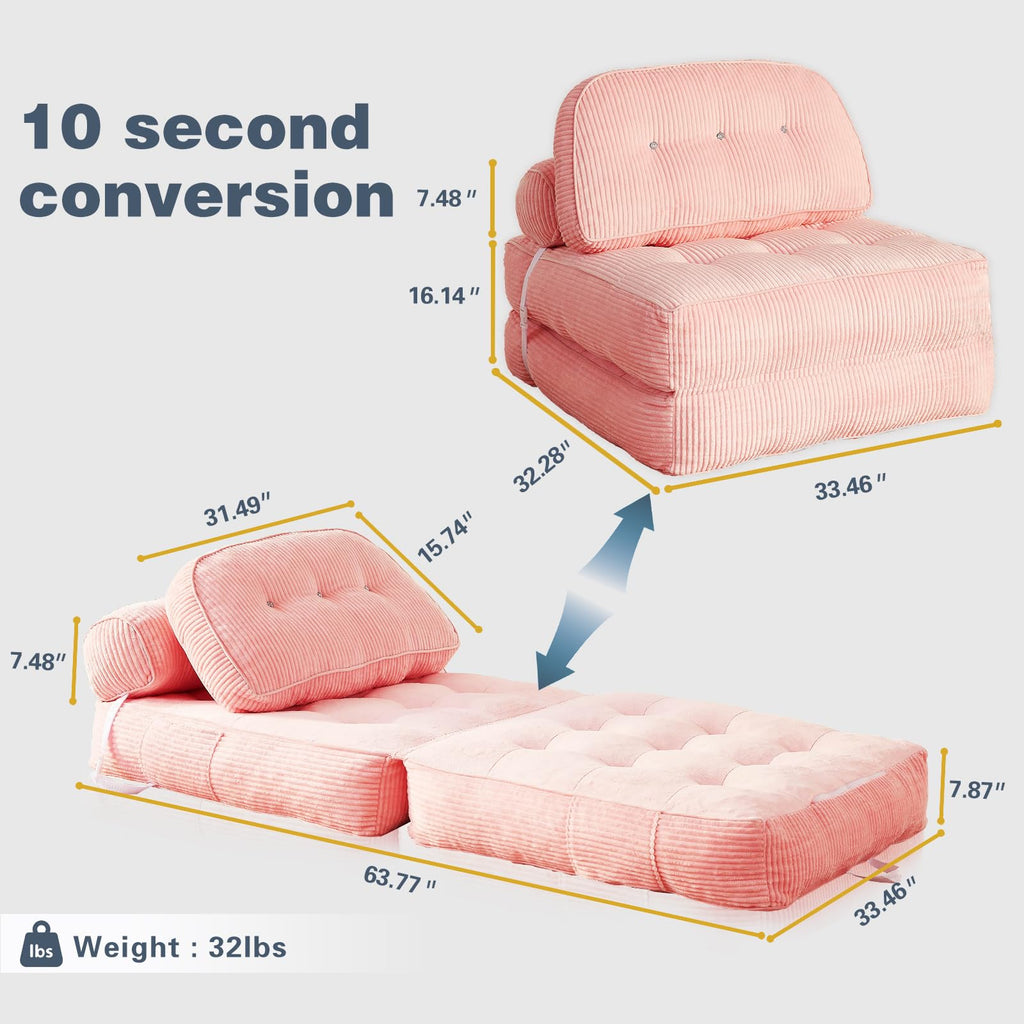 Pink Flannel Folding Sofa Bed Z3537