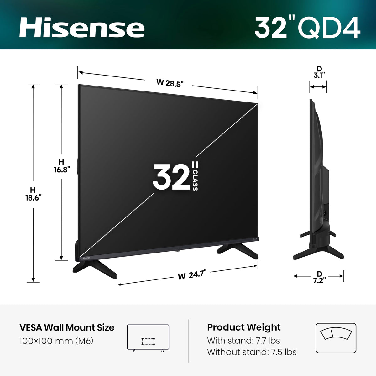 32-Inch Hi-QLED HD Smart Roku TV P878535