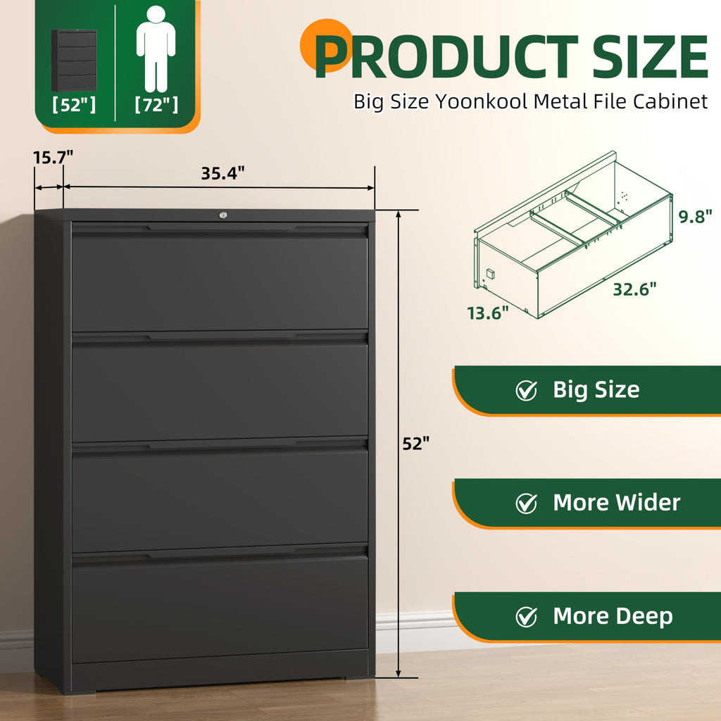 4 Drawer Metal File Cabinet with Lock W771846