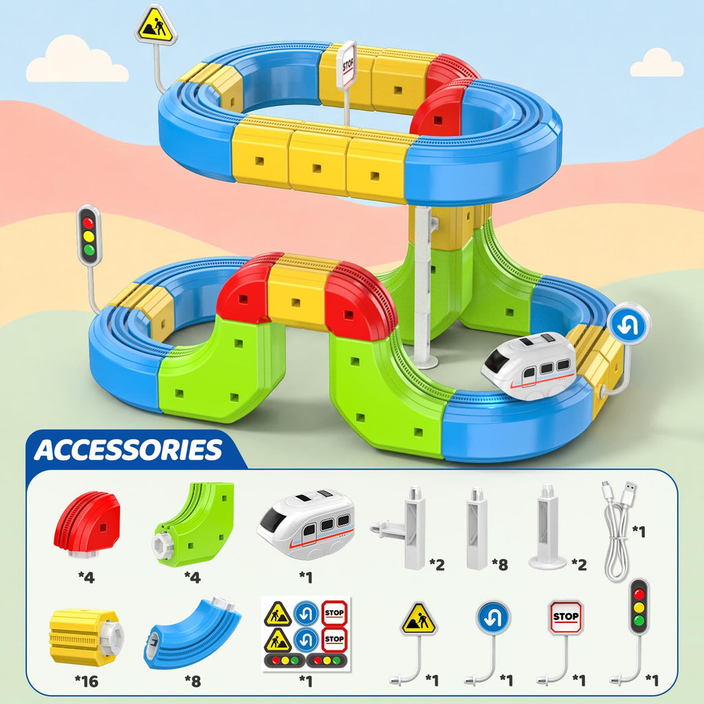 52PCS Electric Train Set 3D Flexible Race Track Toy R92160