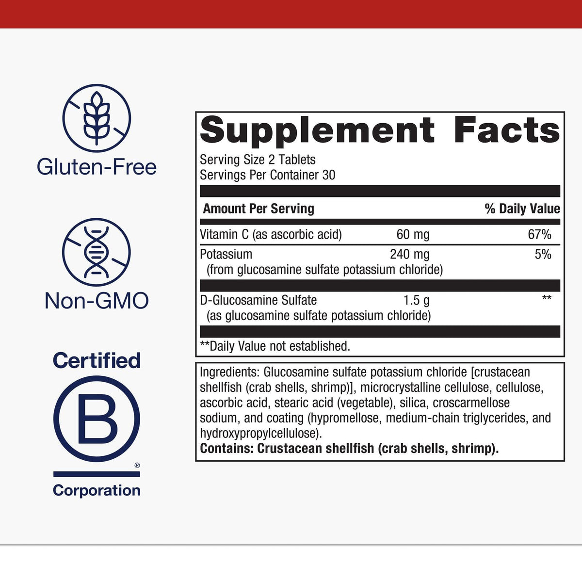 Glucosamine Sulfate 1500 mg 90 Tablets Q866