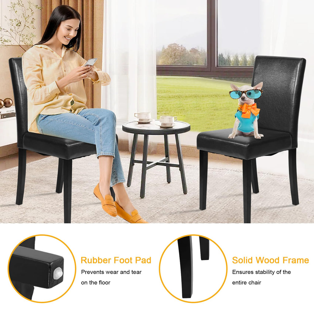 Black Faux Leather Upholstered Dining Chairs Set of 4 A90248