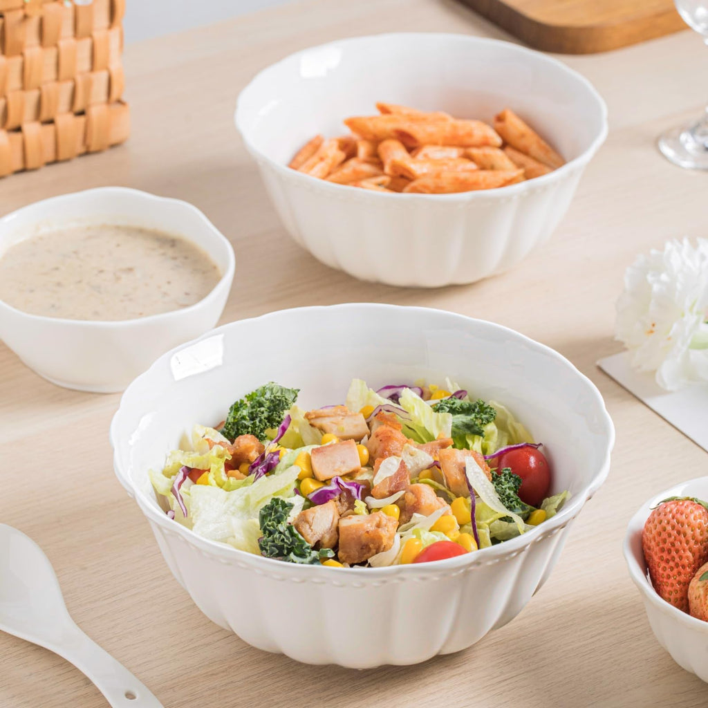 White Ceramic Soup Bowls Set of 4 G36913