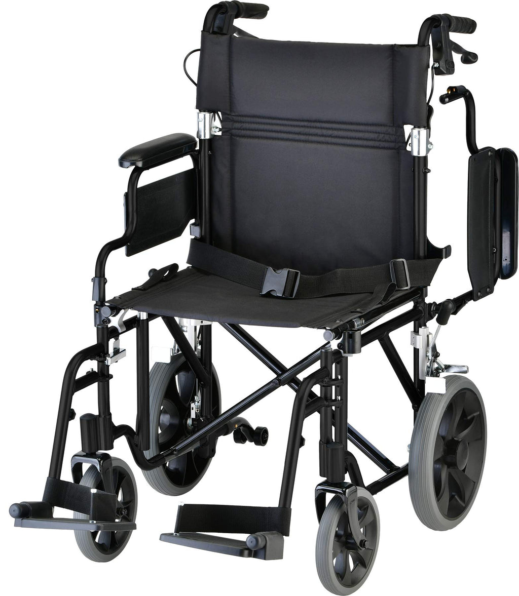 Lightweight Transport Chair with Locking Hand Brakes, Black O121525