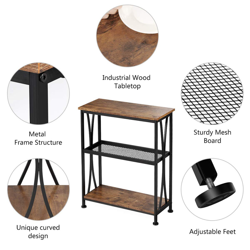 Narrow 3-Tier Side Table with Storage Shelves Z7035