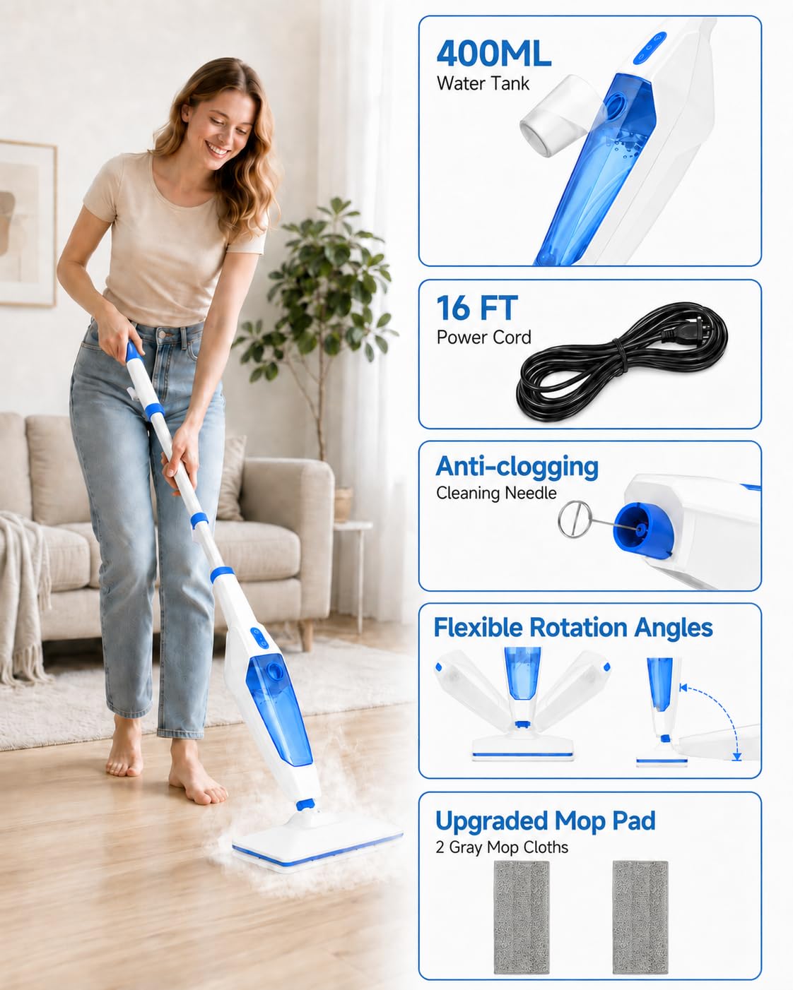 14-in-1 Detachable Steam Floor Mop L59021
