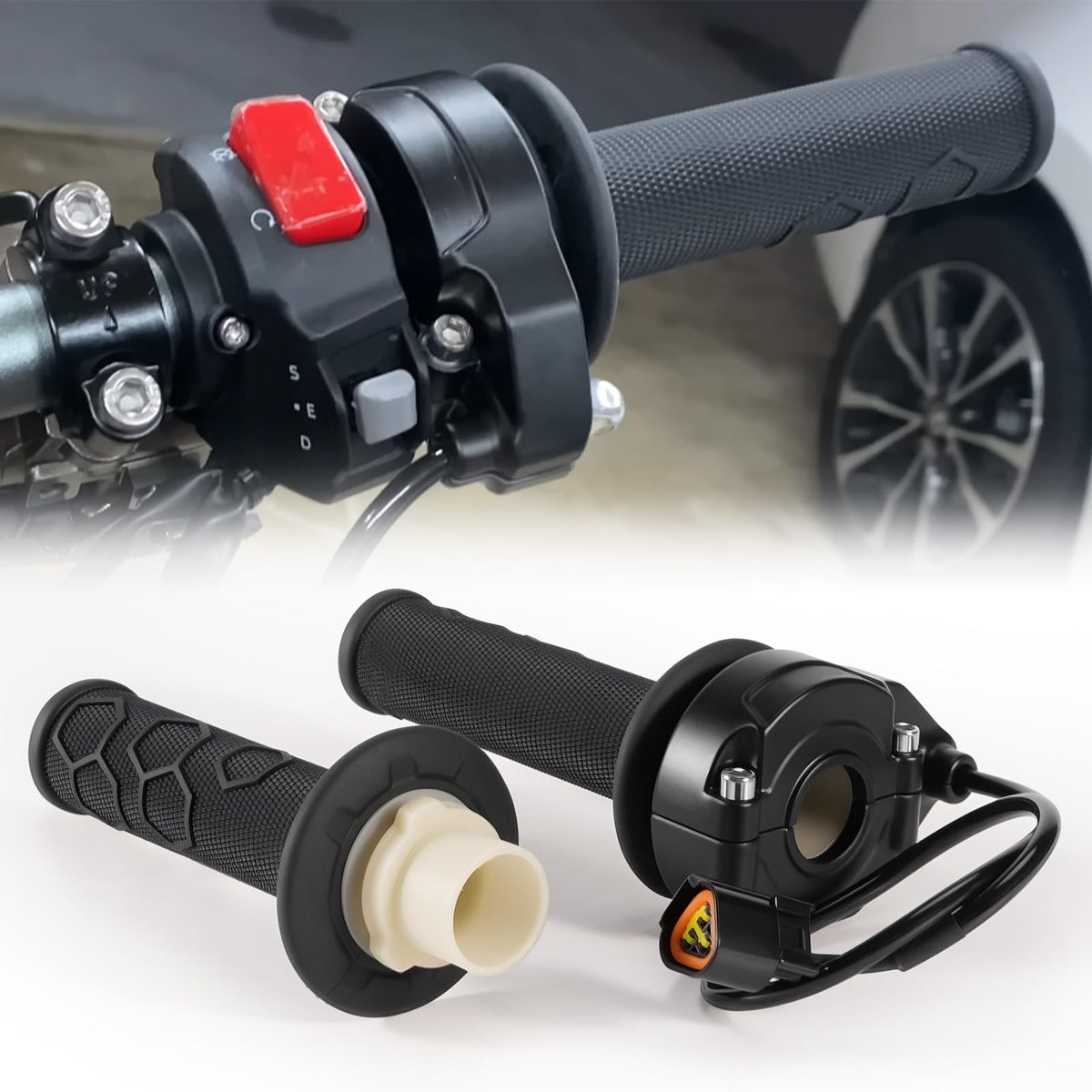 Electric Throttle Handle Assembly with Cable and Spare Right Handlebar Grip K428