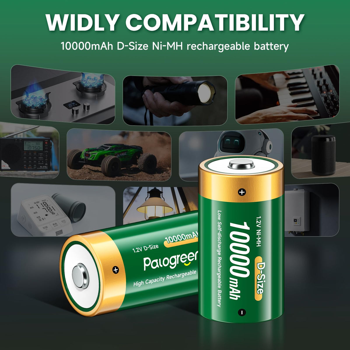 4 Pack 1.2V D Size Rechargeable Batteries M29639