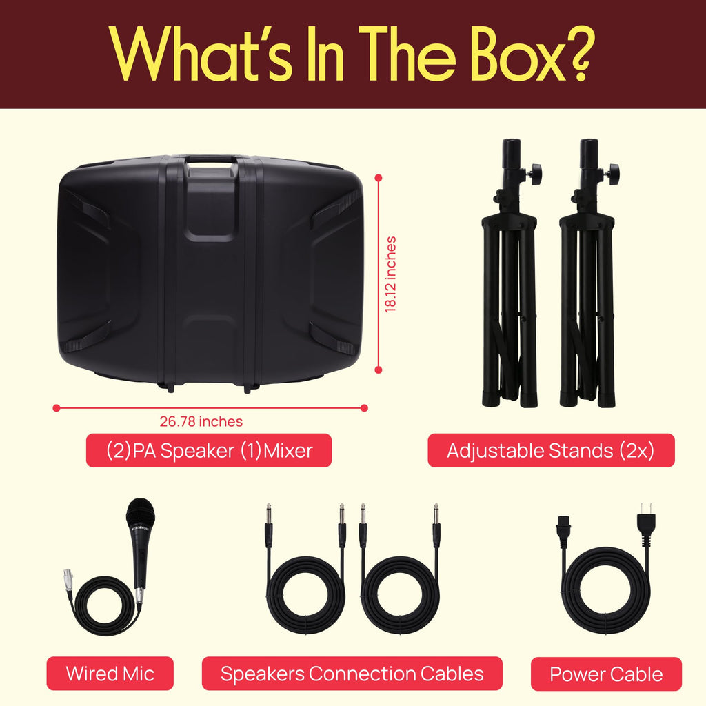 300 W Portable Wireless Bluetooth PA Speaker DJ Mixer Bundle P21245