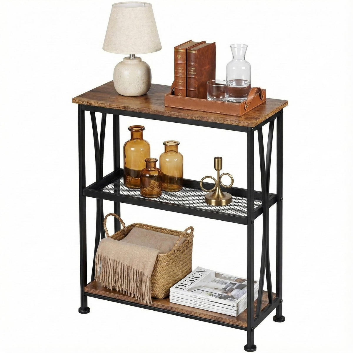 Narrow 3-Tier Side Table with Storage Shelves Z7035