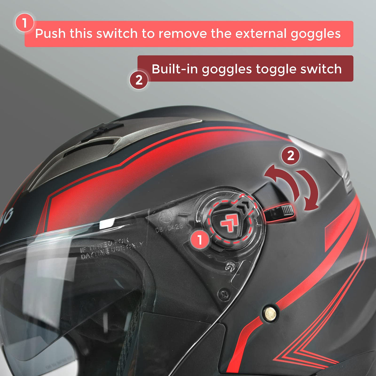 3/4 Open Face Motorcycle Helmet with Double Visor G535462