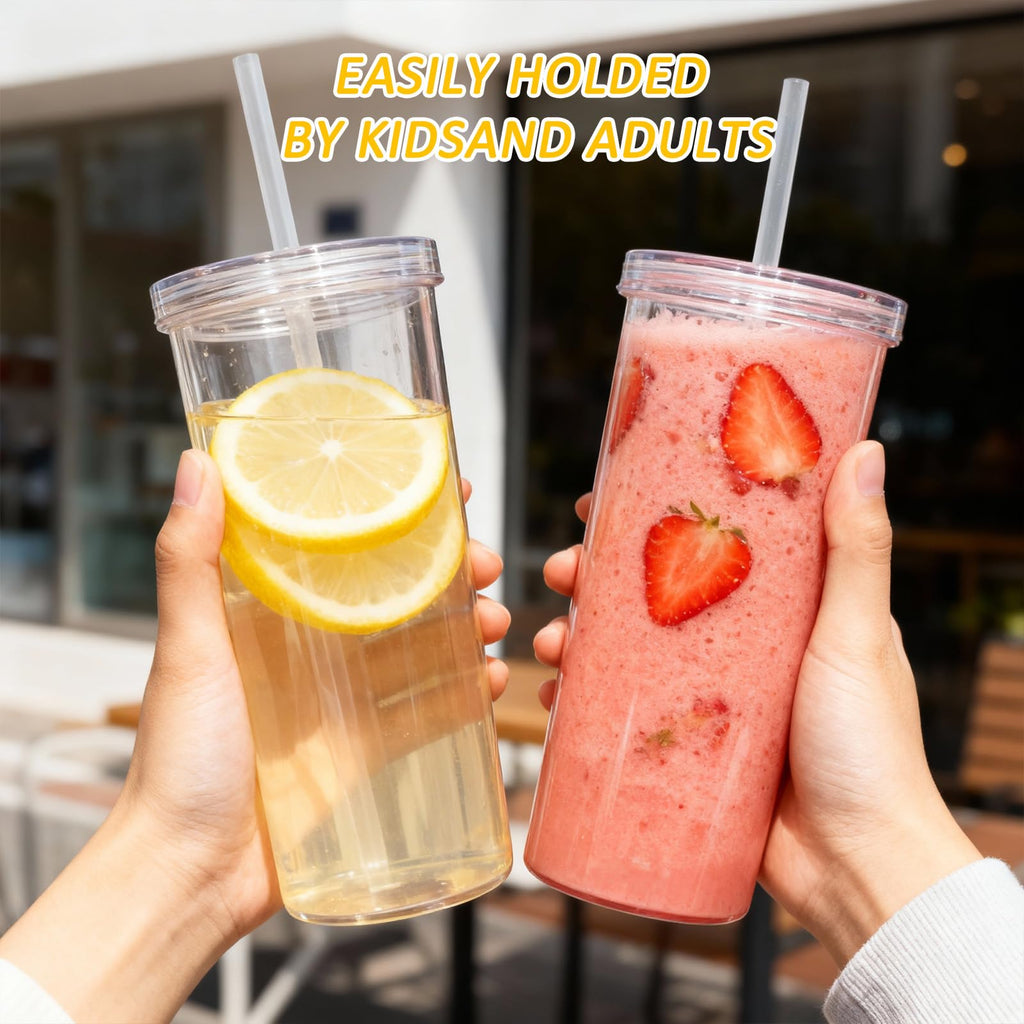 20oz Drinking Jars with Lids and Straws 2 Pack Clear Reusable C71413