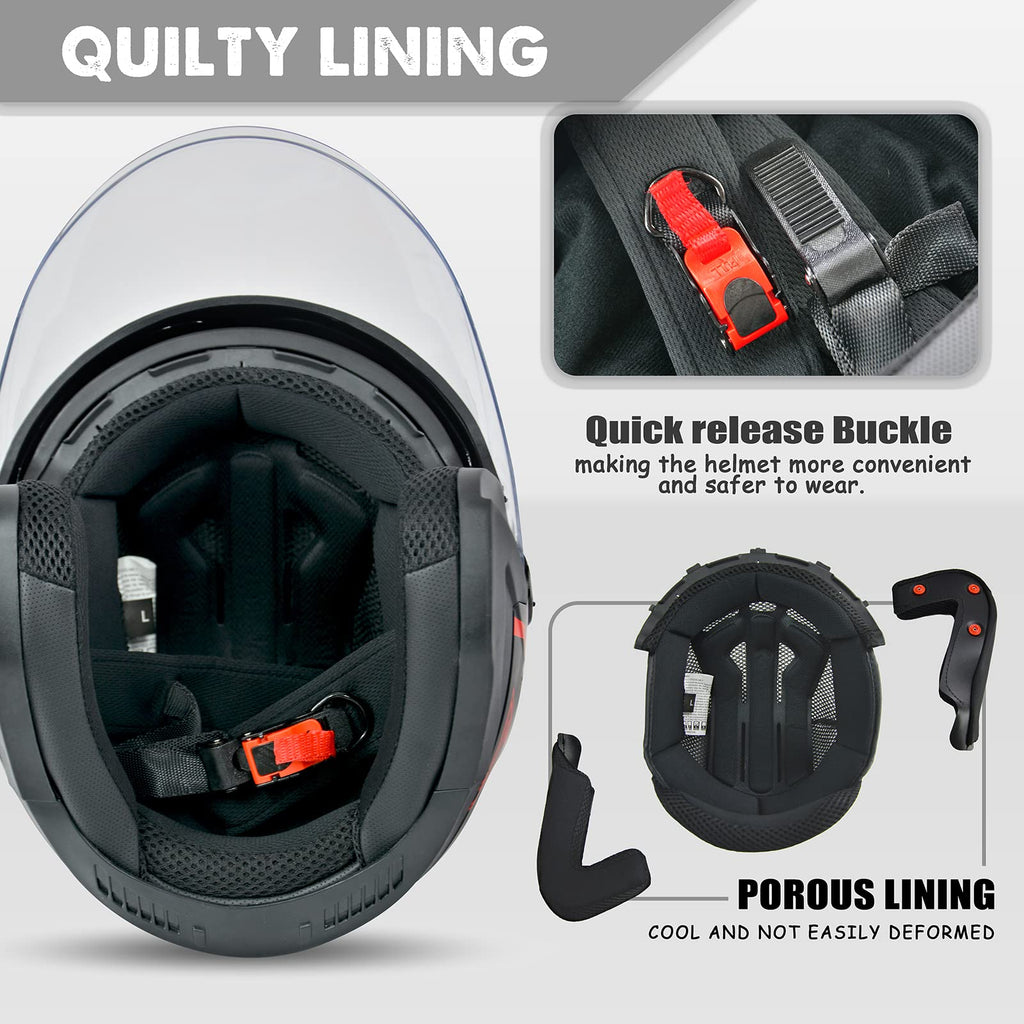 3/4 Open Face Motorcycle Helmet with Double Visor G535462