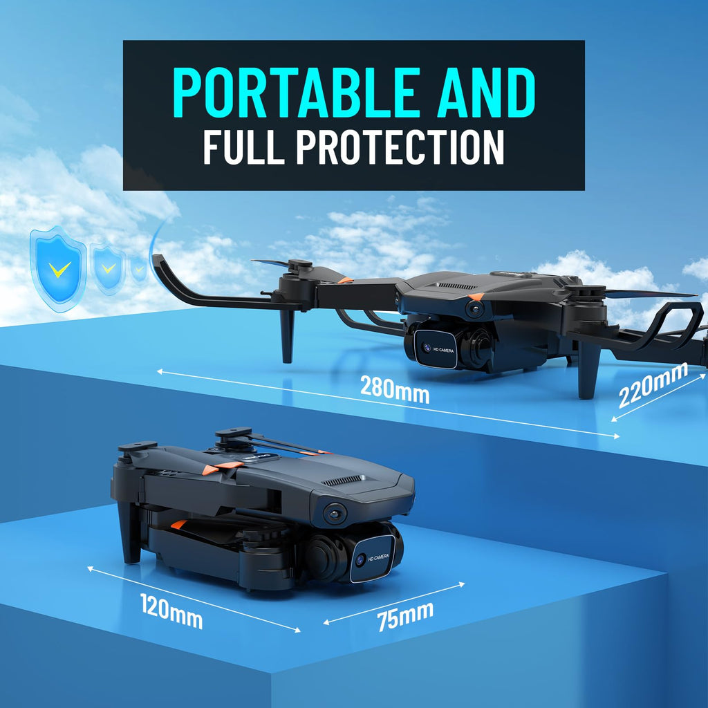 1080P HD Foldable Mini RC Drone with Camera, 2 Batteries Q8428