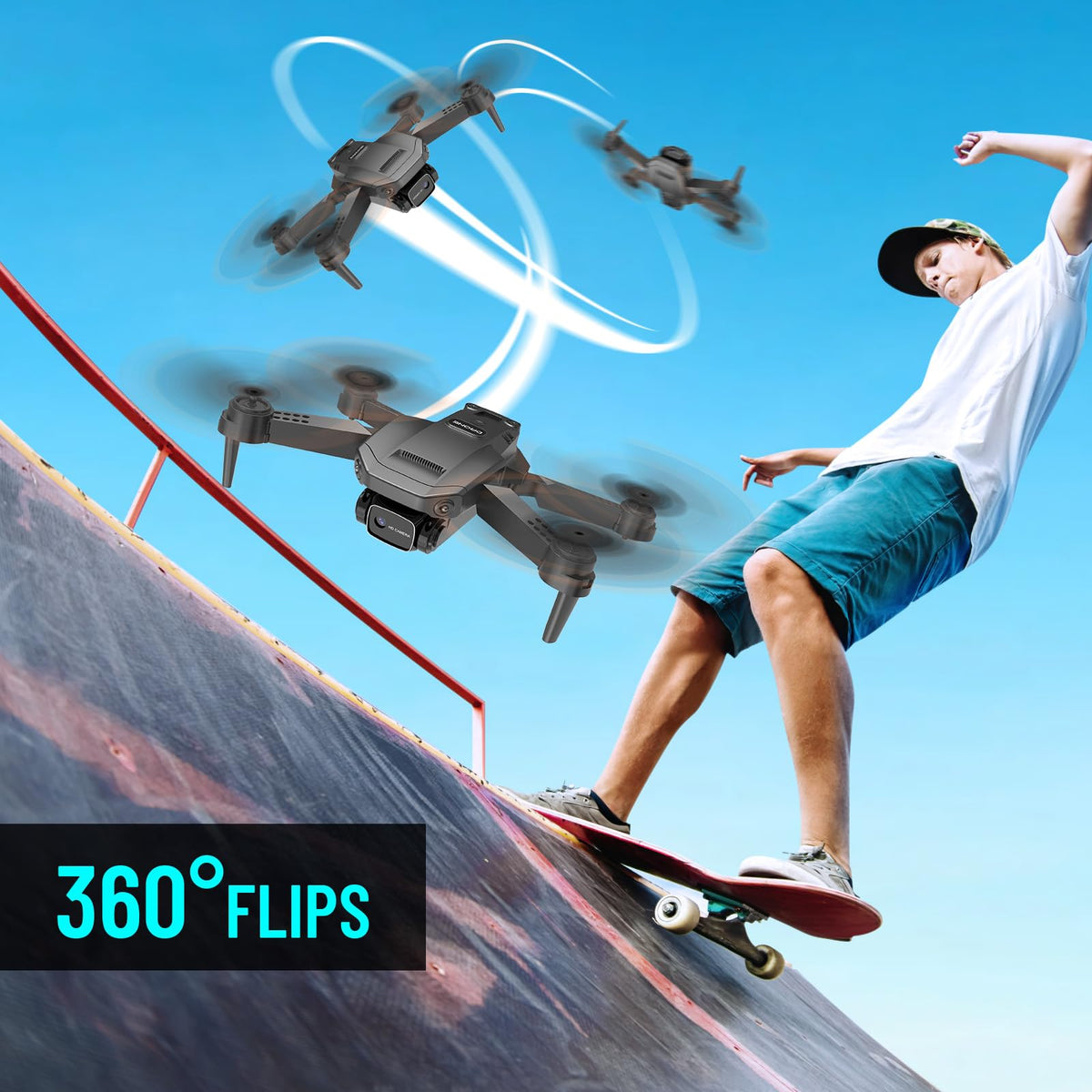 1080P HD Foldable Mini RC Drone with Camera, 2 Batteries Q8428