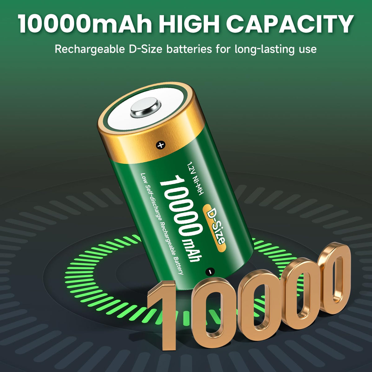 4 Pack 1.2V D Size Rechargeable Batteries M29639