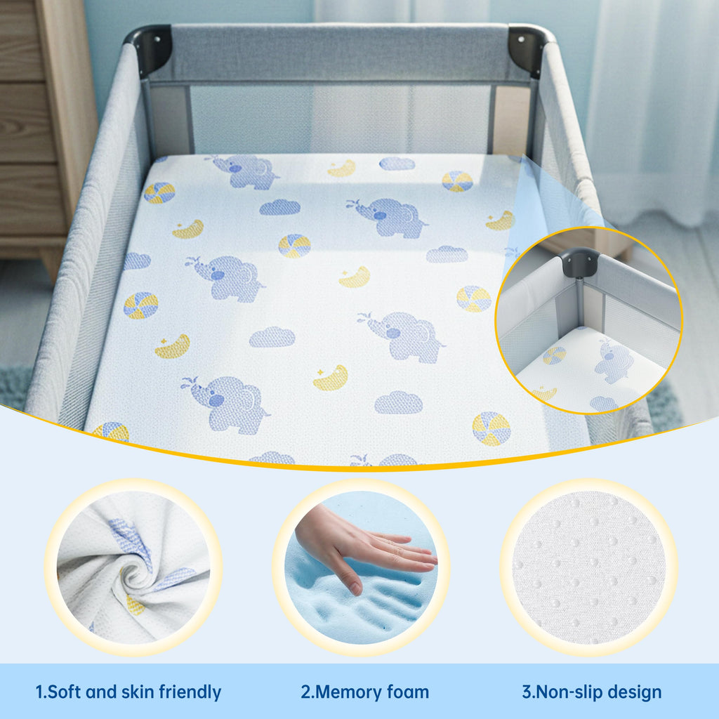 Pack and Play Mattress, 38"x26" Dual Sided Memory Foam J9967
