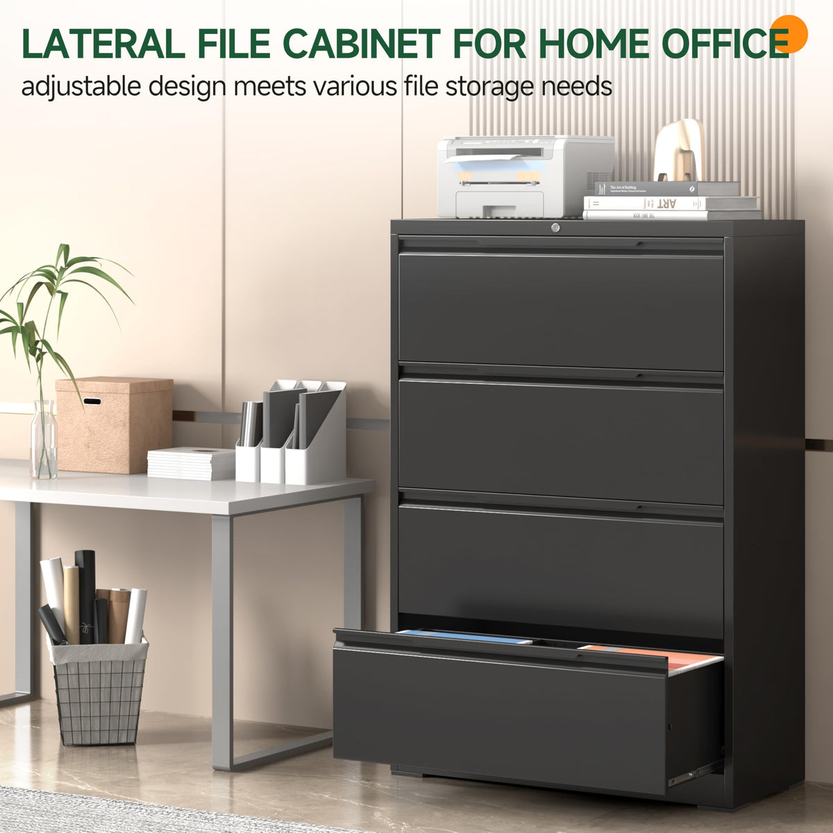 4 Drawer Metal File Cabinet with Lock W771846