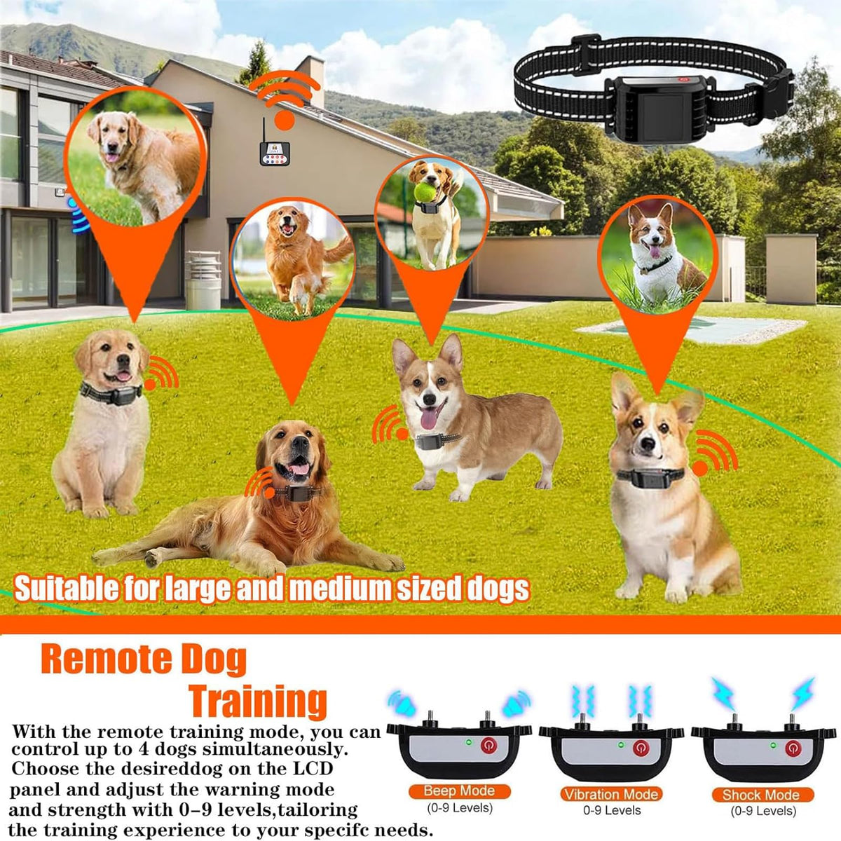 Wireless Dog Fence & Electric Training Collar with Remote F819065