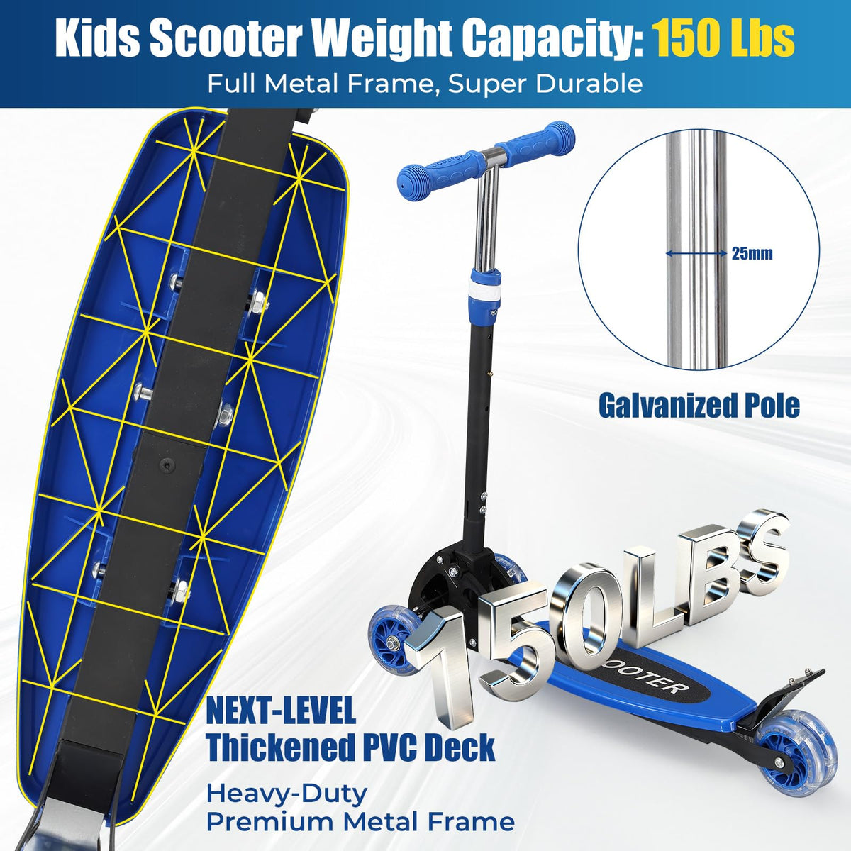 3 Wheel Kids Scooter with LED Light-Up J7569
