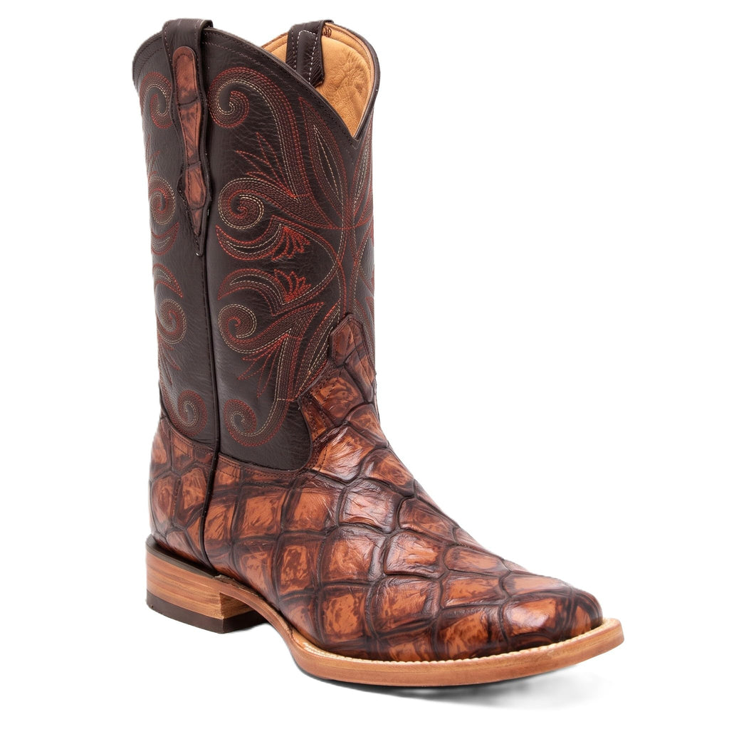 Leather Pirarucu Fish Print Western Boots D993